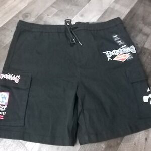 Brooklyn Cloth Mens Paradise Graphic Cargo Shorts Black 7 Inch Inseam NWT Size L